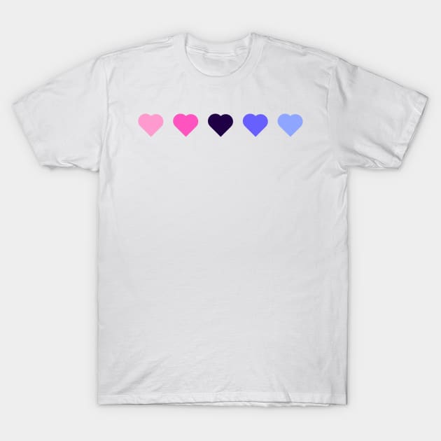 Bi+ Hearts Omnisexual Flag (Solid) T-Shirt by opalaricious